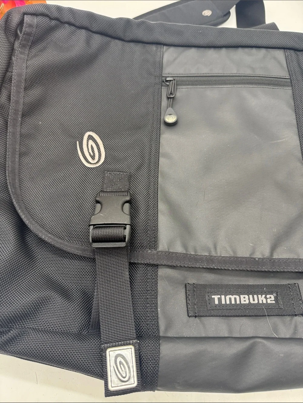 Timbuk2 Black Nylon Messenger Bag Convertible to Backpack with Adjustable Strap